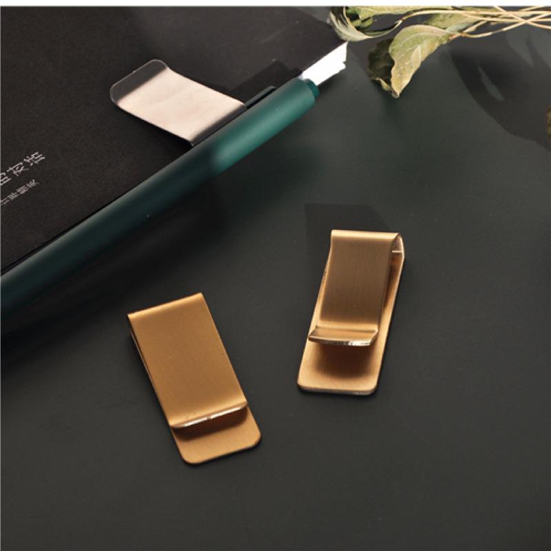Brass Stainless Steel Loose-Leaf Notebook Pen & Ticket Clip, Multi-Purpose, Custom Engraving Available