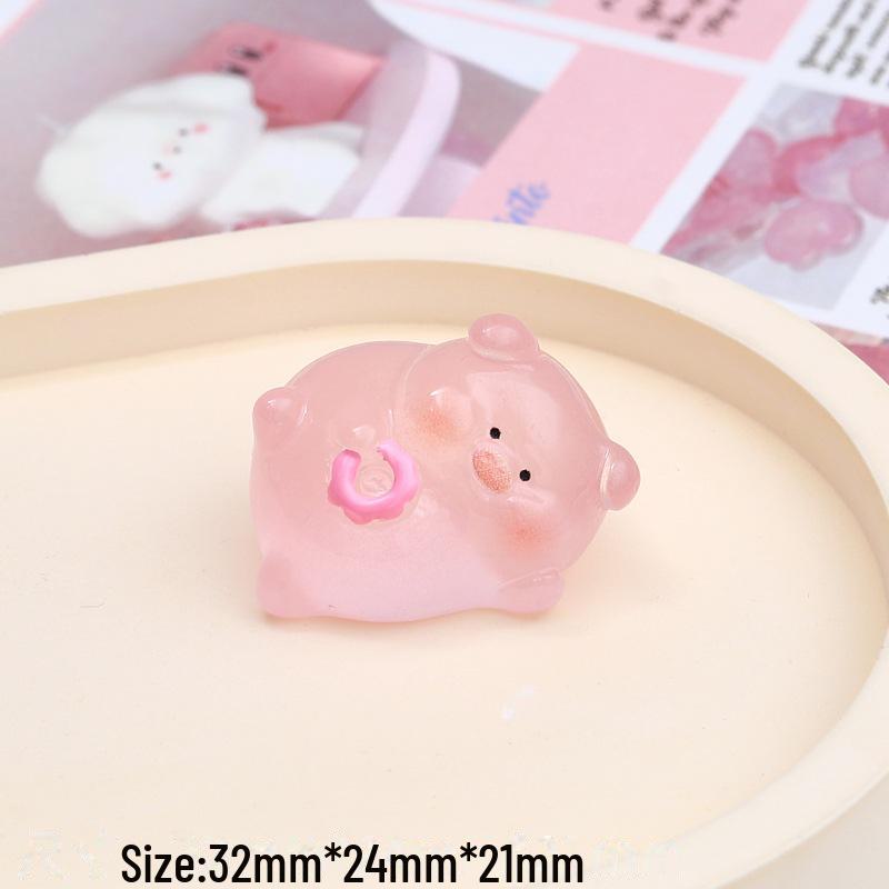 Luminous 3D Pig Cartoon DIY Resin Accessories for Phone Case, Hairpin, Jewelry.