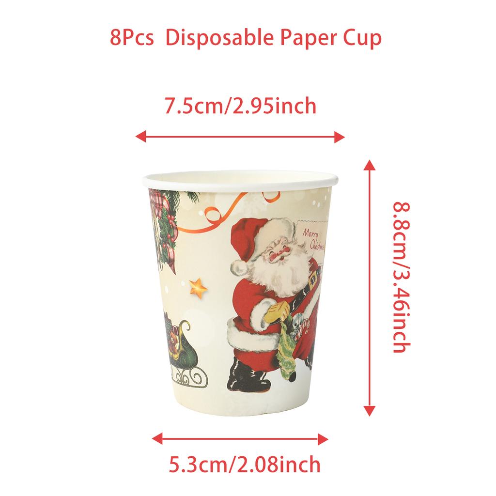 Christmas Disposable Paper Tableware Merry Christmas Decor For Home 2025 Navidad Natal Cristmas Xmas Gift Happy NewYear 2025