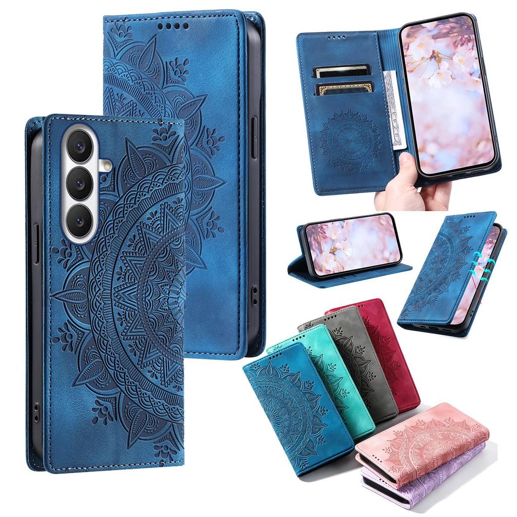 for Samsung Galaxy A55 5G,A54,A37,A36,A35 Mandala Embossed PU Leather Flip Wallet Case Magnetic Closure Cover