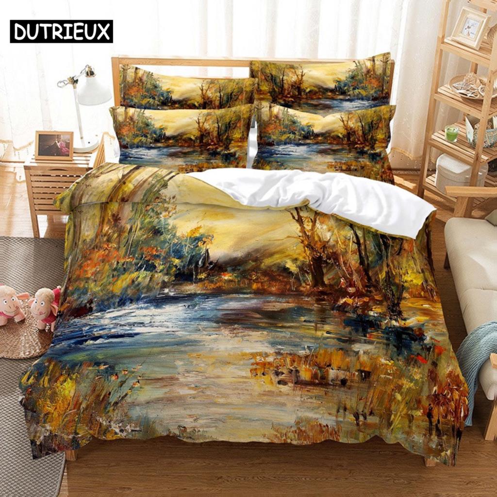 Landscape Painting Bedding Set Duvet Cover Set 3d Bedding Digital Printing Bed Linen Queen Size Bedding Set Fashion Design