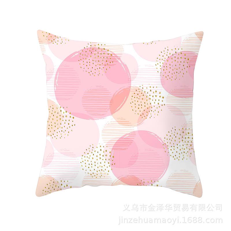 Modern Simple Pillow Cover Office Cushion Cover Pink Geometric Print Cushion Home Furnishings Home