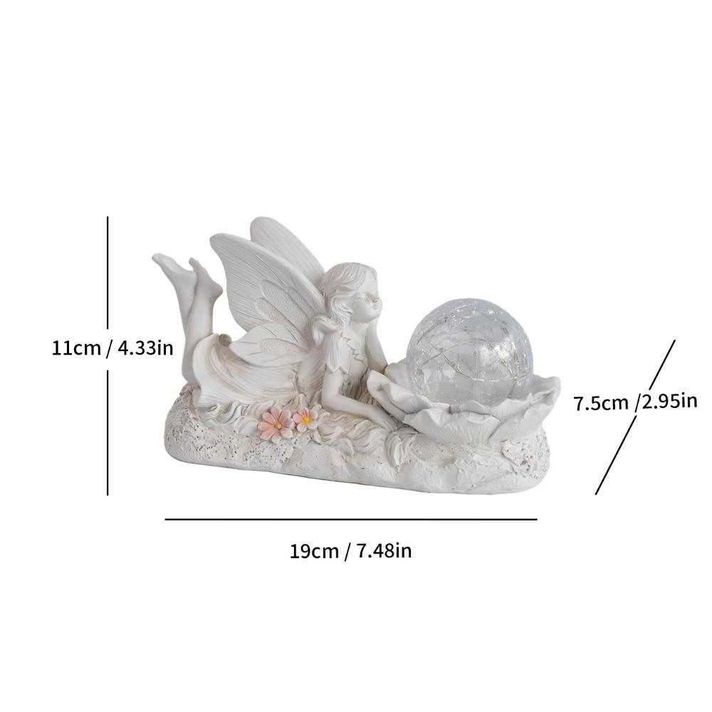 Solar Powered Resin Statue Premium Resin Solar Angel Whimsical Garden Statue  Garden Scenery