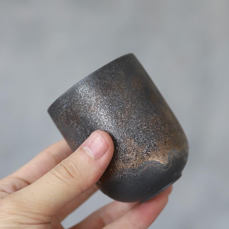 110ml Ceramic Tea Cup Japanese Style Kung Fu Tea Set Flat Mouth Cup