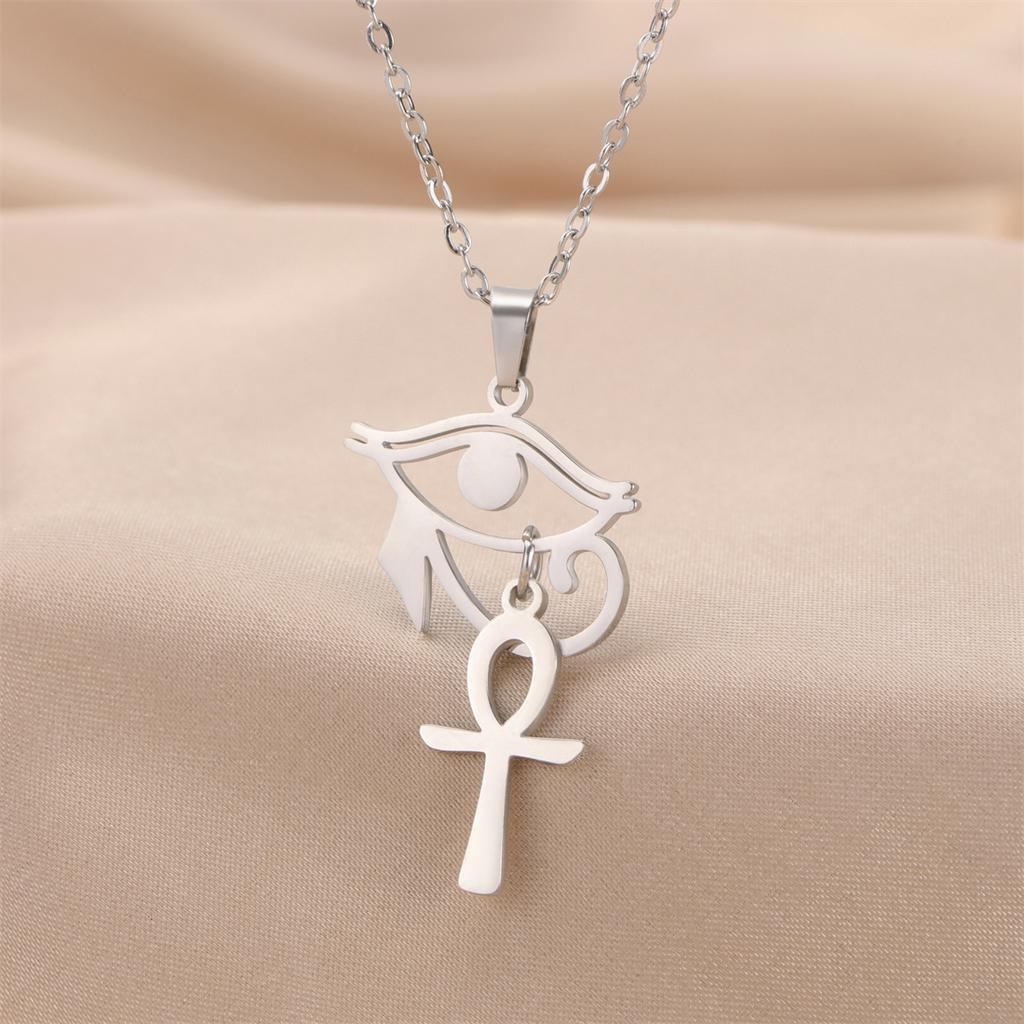 Starověký Egypt Náhrdelník Oko Hora Pro Muže Ženy Vintage Anubis Přívěsek Řetízek Nerezová Ocel Talisman Šperky Dárek
