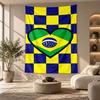 Arazzo Decorativo, Arte da Parede Stampata con la Nazionale di Calcio del Brasile, Appeso a Parete Leggero per Sfondo della Camera da Letto