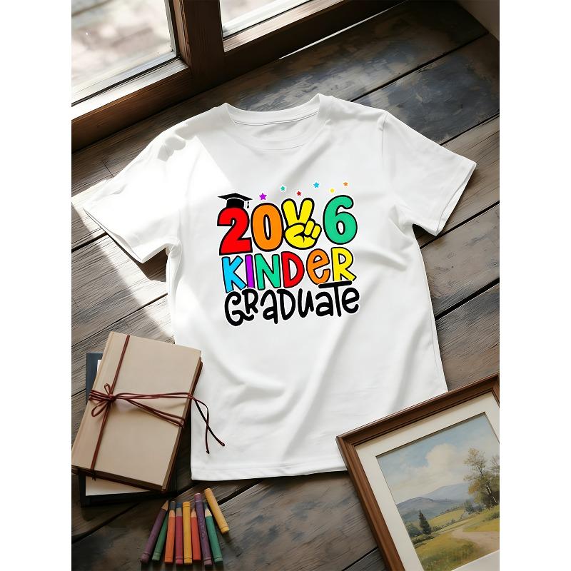 European Size Boys T Shirt Fashionable Colorful Letters Printed Tshirt Summer Trend Style Top