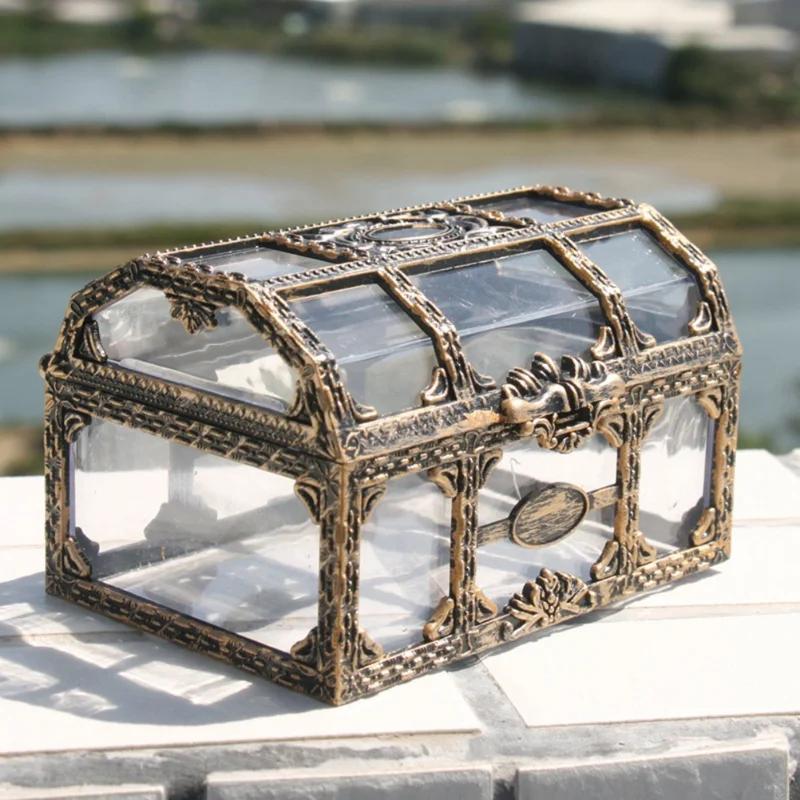 Plastic Transparent Pirate Treasure Box Crystal Gem Jewelry Box Storage Organizer Chest Treasure for Jewelry Gem Trinket Box