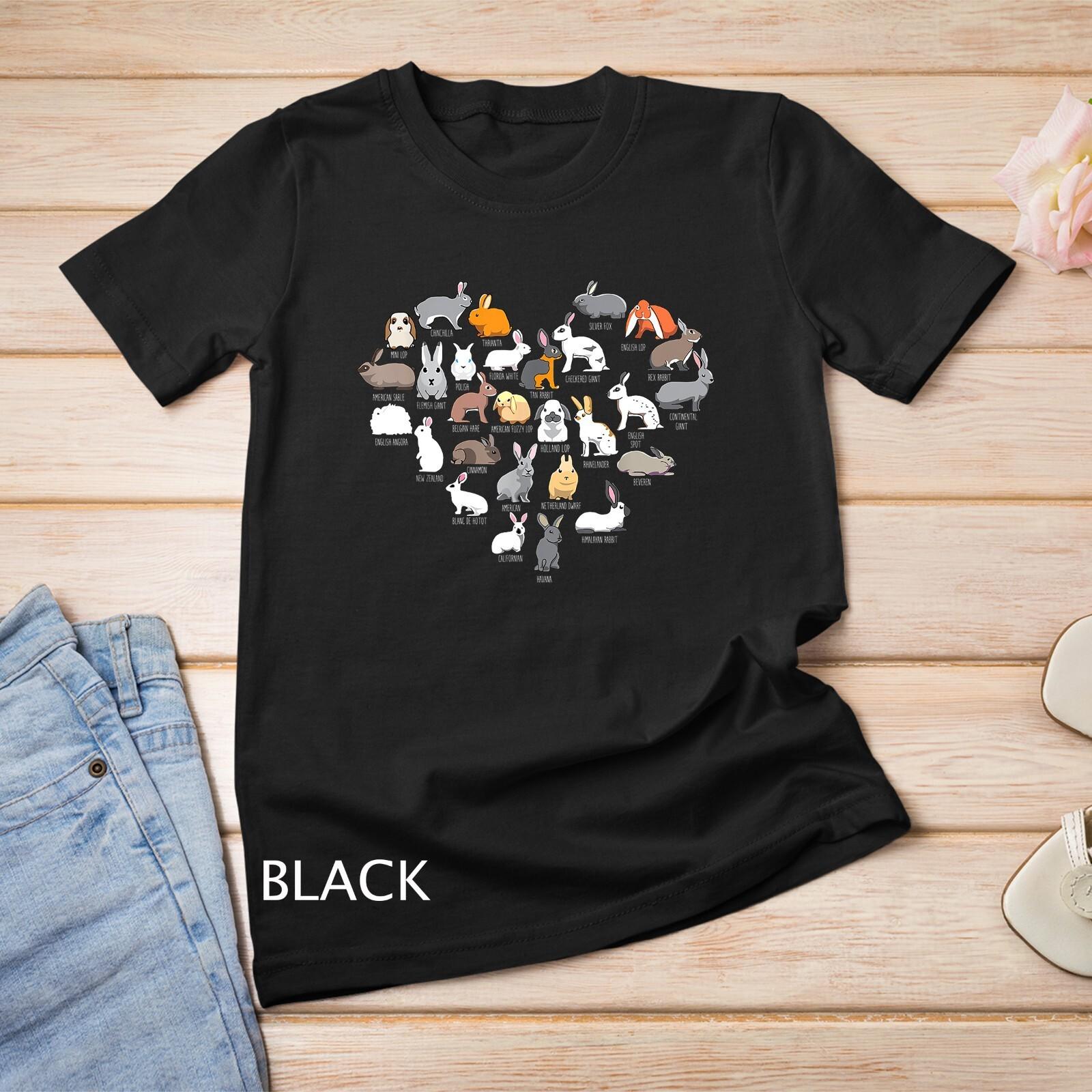 Love Bunnies Funny Rabbit Heart Unisex T-Shirt Mens Womens Tees Top M