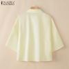 ZANZEA Damen Casual Turn Down Kragen Sommer Kurzarm Bluse