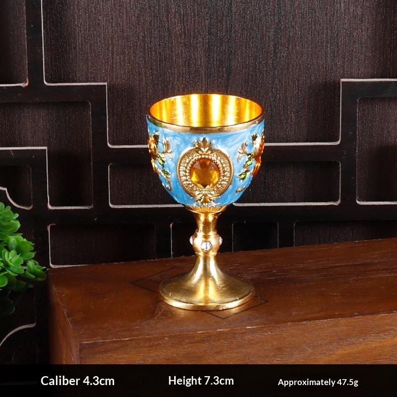Vintage European Alloy Goblet Embossed Enamel Mini Liquor Wine Cup Multi Colors For Wedding Home Bar Table Decor Gift