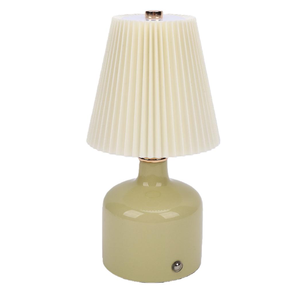 Pleated Desk Lamp Rechargeable Vintage Night Light for Bedside Table Nightstand 3 Color Temperatures