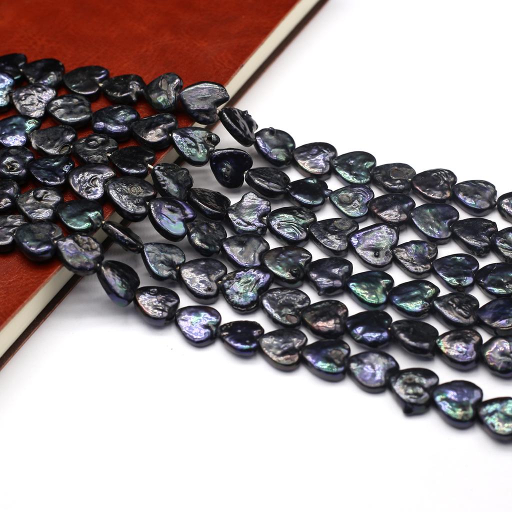 1 corda, contas de pérolas artificiais barrocas estilo diablo, coração preto, 1,1-1,2 cm, para colares, pulseiras, acessórios para mulheres, artesanato para fazer joias, 36 cm