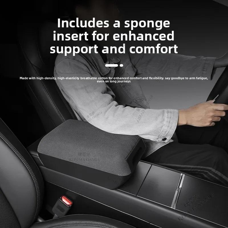 Xiaomi For Tesla Model Y Juniper 2025 2026 Suede Armrest Box Raised Storage Privacy Space Elbow Support Long Trip Durable Interior