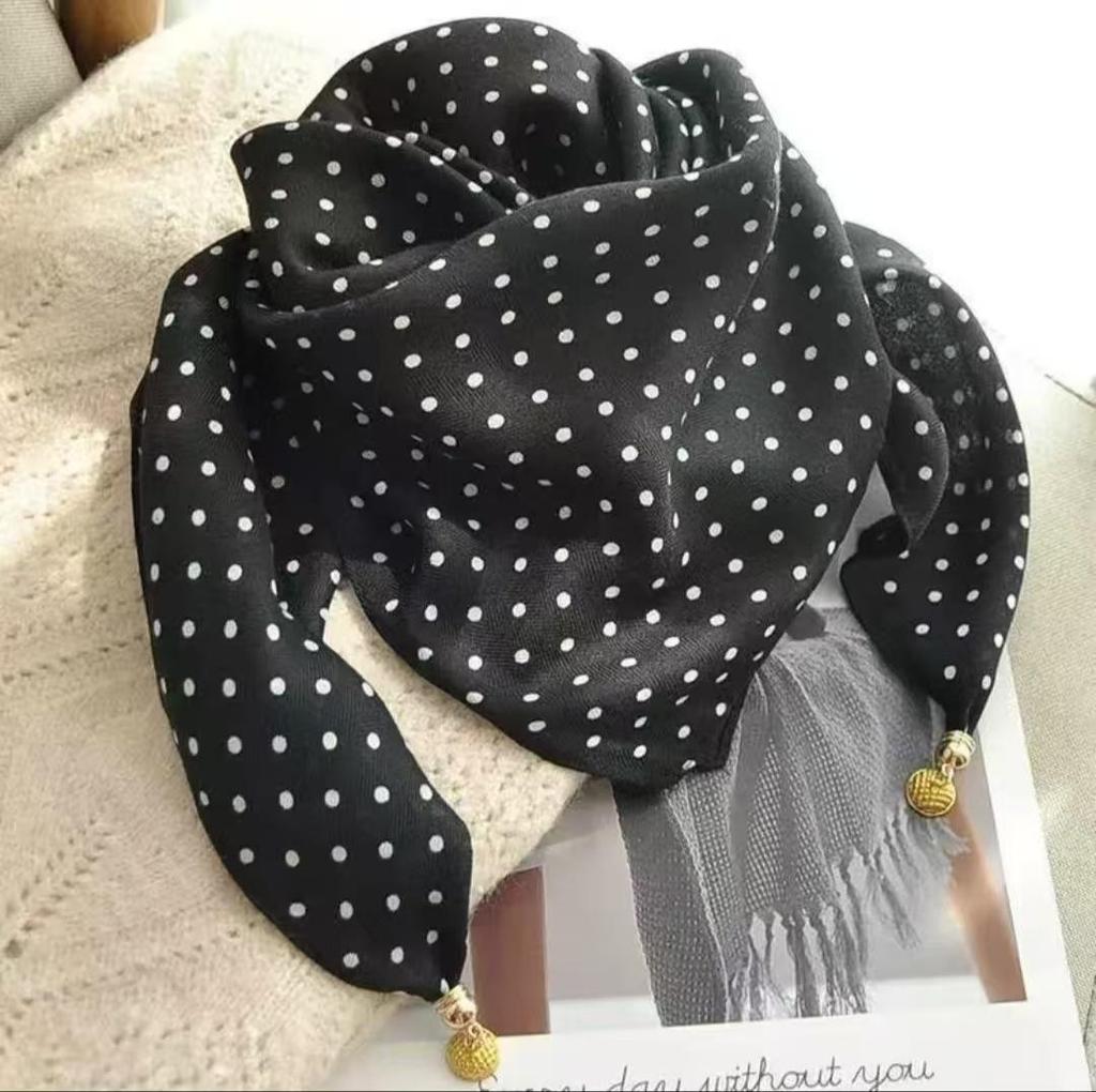 Chic Autumn/Winter Silk Scarf with Magnetic Golden Ball Clasp – Korean Style Neck Warmer