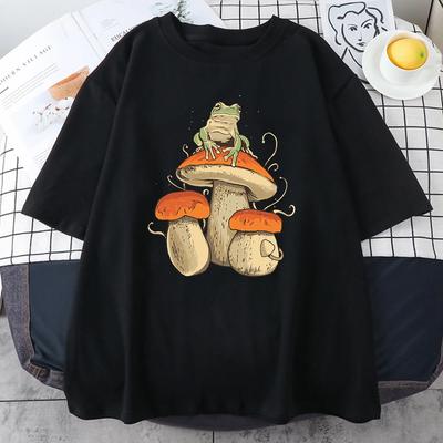 Cottagecore estetic ciupercă întuneric Academia broască amuzant tricou bărbați casual supradimensionat bumbac mânecă scurtă street hip hop tricouri
