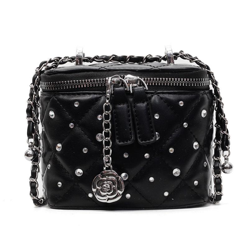 Rhombus chain small bag women's new high-end bright diamond box bag shoulder messenger bag