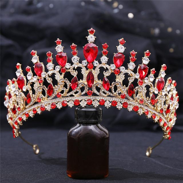 Baroque Gorgeous Crystal Tiaras and Crowns Bride Headdress Royal Queen Bridal Diadem Princess Wedding Crown Hair Jewelry