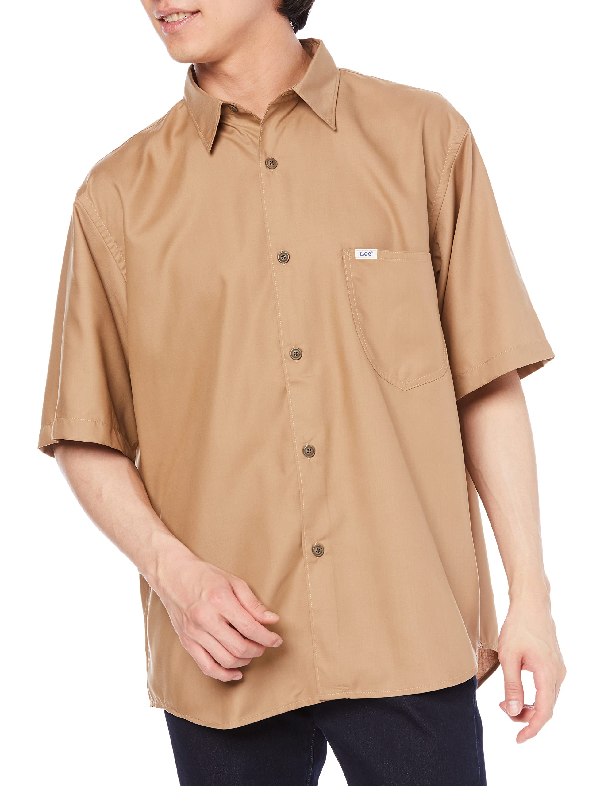 

Lee Официальная рубашка с коротким рукавом, мужская, на пуговицах, бежевая, M, LS1361-145 бежевый