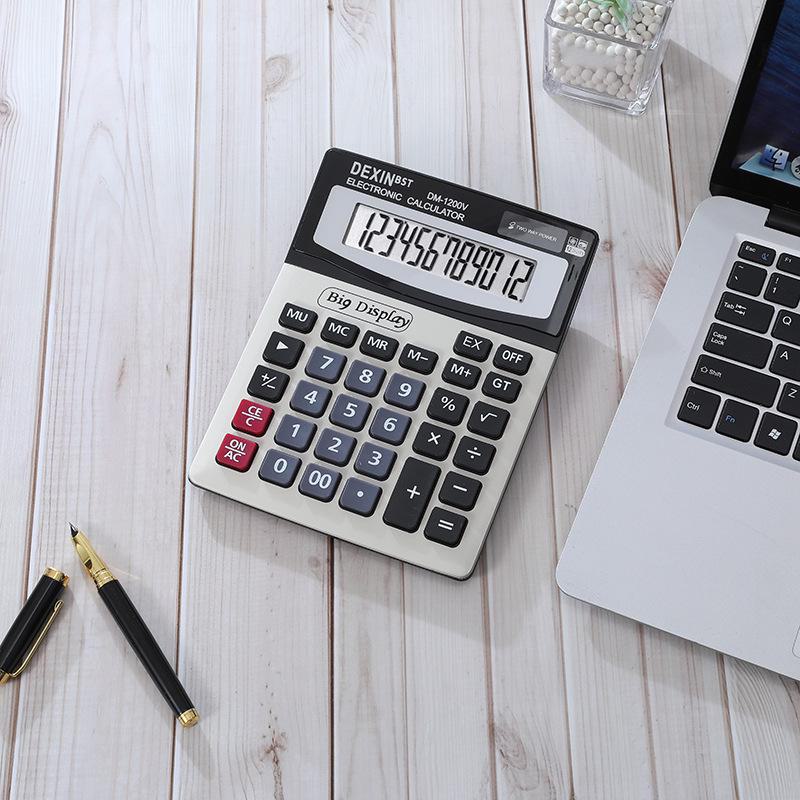 Velká 12místná stolní finanční kalkulačka DM1200v s 12místnou obrazovkou pro kancelářské účetnictví