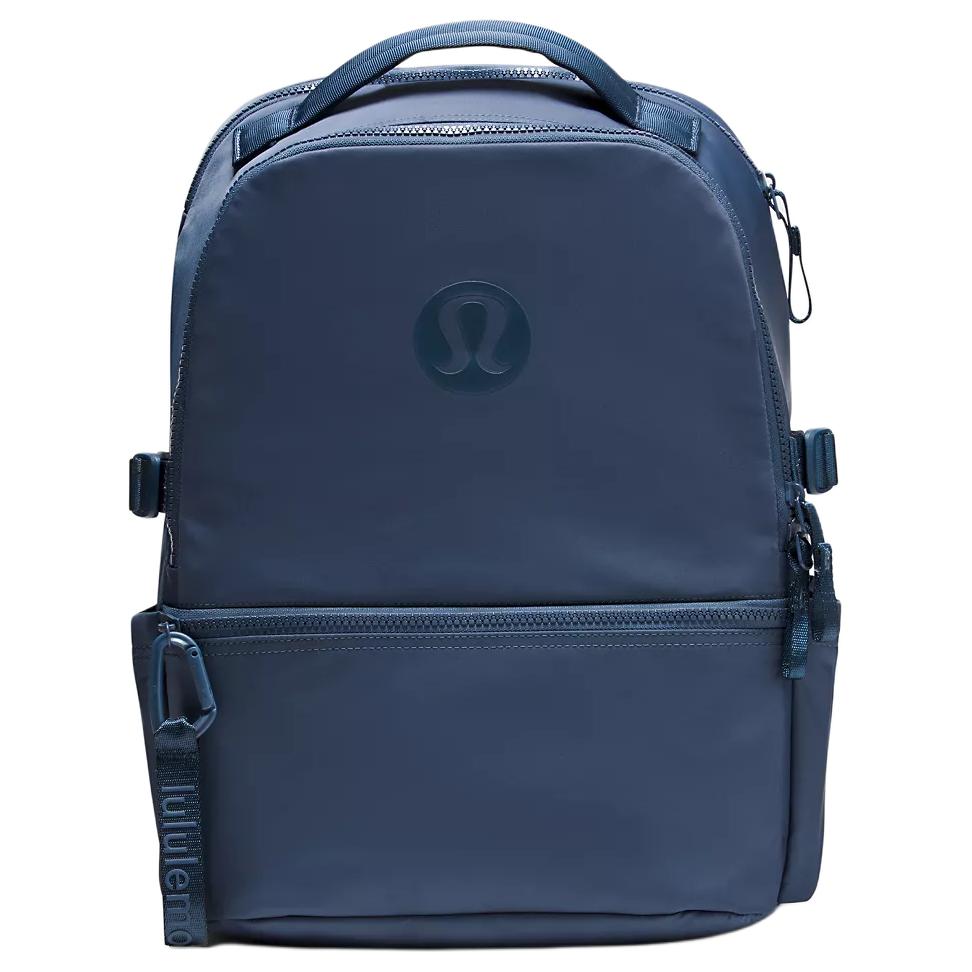 Lululemon New Crew 22L Brand Logo Zipper Closure Nylon Backpack Unisex Backpack Diagonal-Blue LU9CLES-071150 Herringbone blue