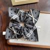Gray Ballet Style Premium Handmade Lace Bow Hair Tie Scrunchie Bun Hair Accessories
