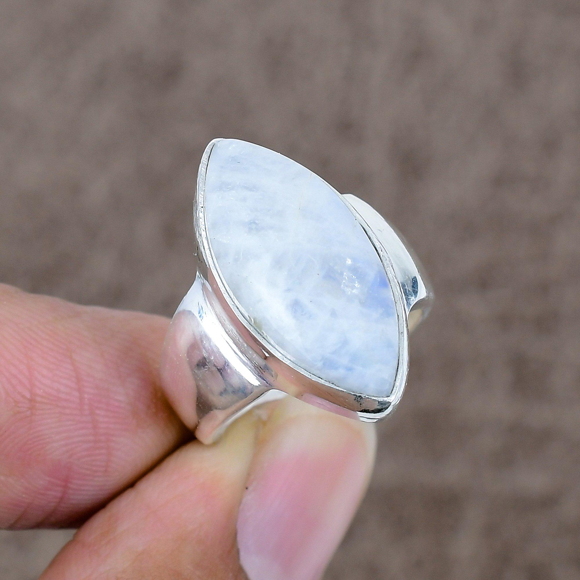

Moonstone Genstone Handmade 925 Sterling Silver Jewelry Ring Size 8 KKG-537