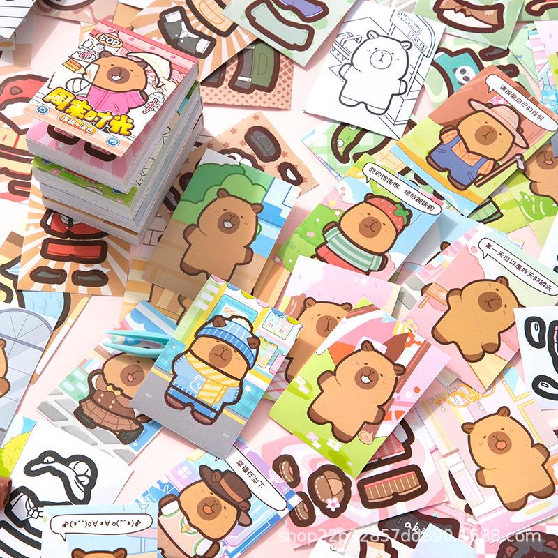 Capybara MINI Dress-Up Sticker Bean Book - Cute Cartoon Creative Journal Seals