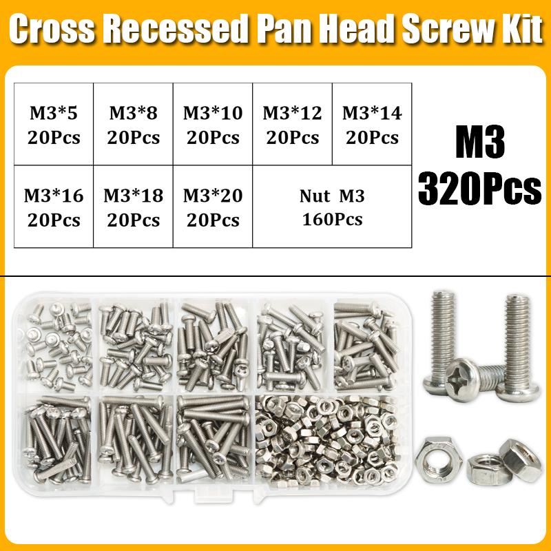 Mini Machine Screw M1 M1.2 M1.4 M1.6 M2.5 M3 304 Stainless Steel Phillips Round Head Cross Little Bolts Nuts for Motherboard CPU