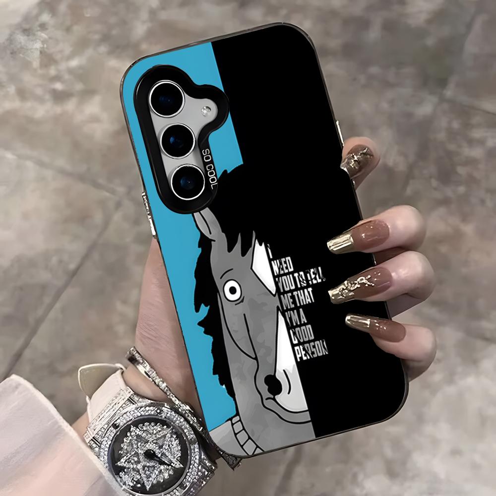 

Cartoon B-BoJack Horsemans Phone Case For Samsung S25 Ultra S23 S22 S21 S20 Ultra Plus S24 Fe A54 A55 Color Silver Cover Samsung S25