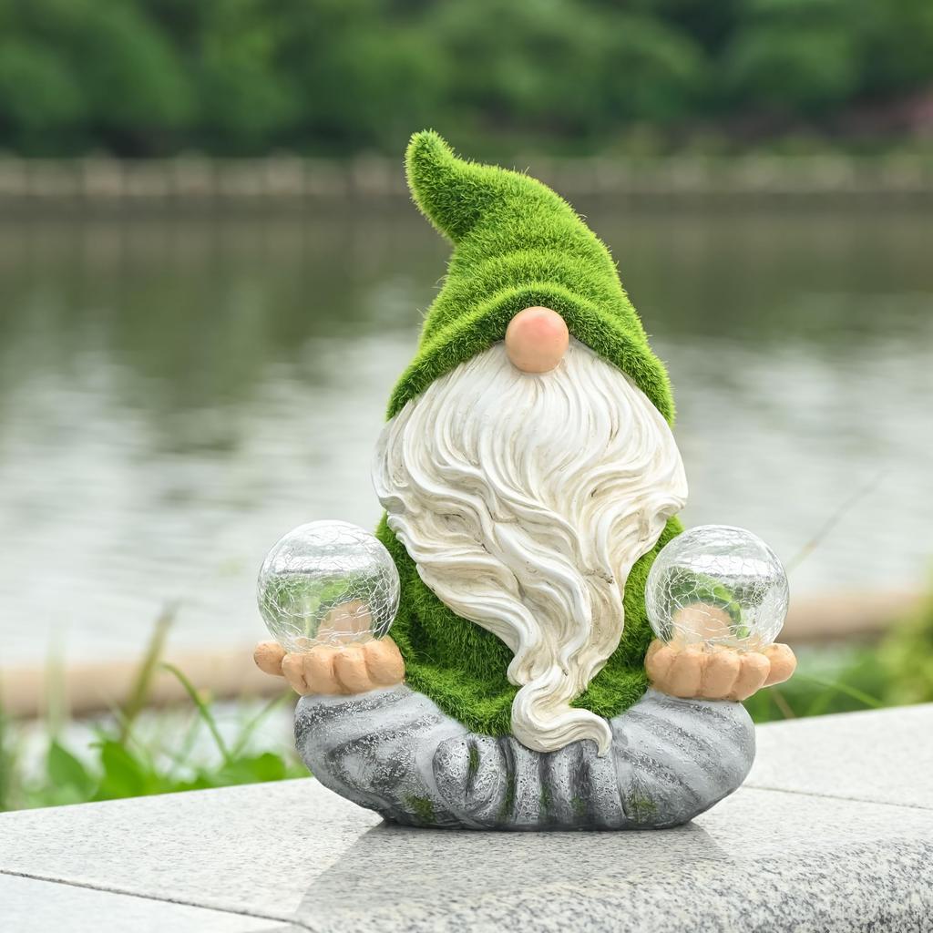 Valery Madelyn Gardening Ornament - Gnome Yoga Time - Earth Fairy Gnome Garden Light - Solar Light - Outdoor Garden Ornament - Garden Decoration - Mot