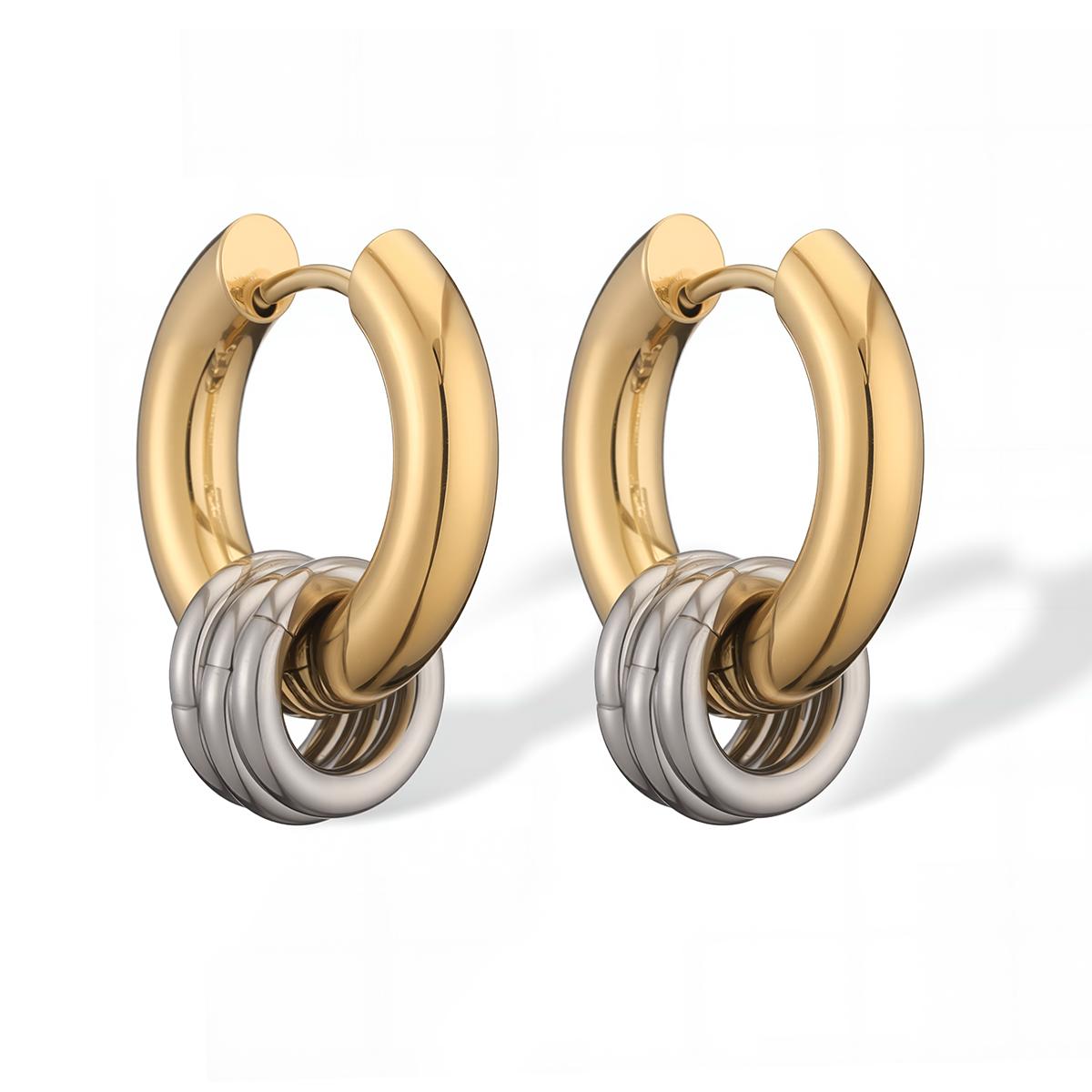 NEWBUY Non-Fading Jewelry Silver/Gold Color Stainless Steel Hoop Earrings For Women Birthday Gift