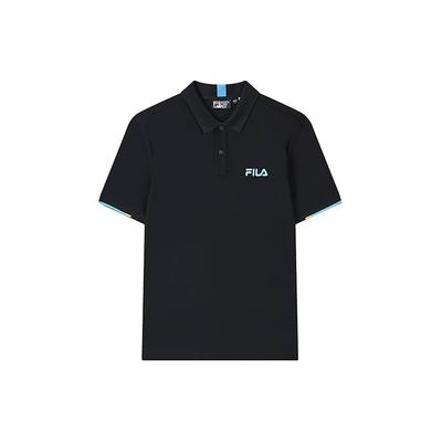 Heritage Serie Einfarbig Logo Bestickt Lässig Atmungsaktiv Kurzarm Poloshirt Herren Poloshirts Schwarz F11M328117FBK