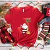 Santa AZ Alphabet Womens Tshirt Christmas Party Casual Tee with Graphic Print Holiday Fashion Y2k Tops for Female Clothing