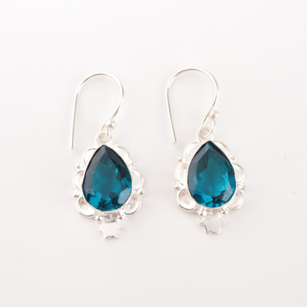Faceted Apatite Gemstone Earrings 925 Sterling Silver Handmade Jewelry For Gift EE-163-13