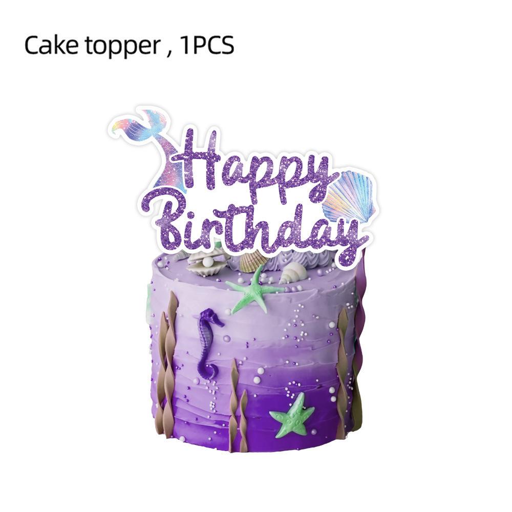 Mermaid Theme Party Supplies: Colorful Fish Scale Napkins, Plates, Cups, Flags, and Swirl Decorations
