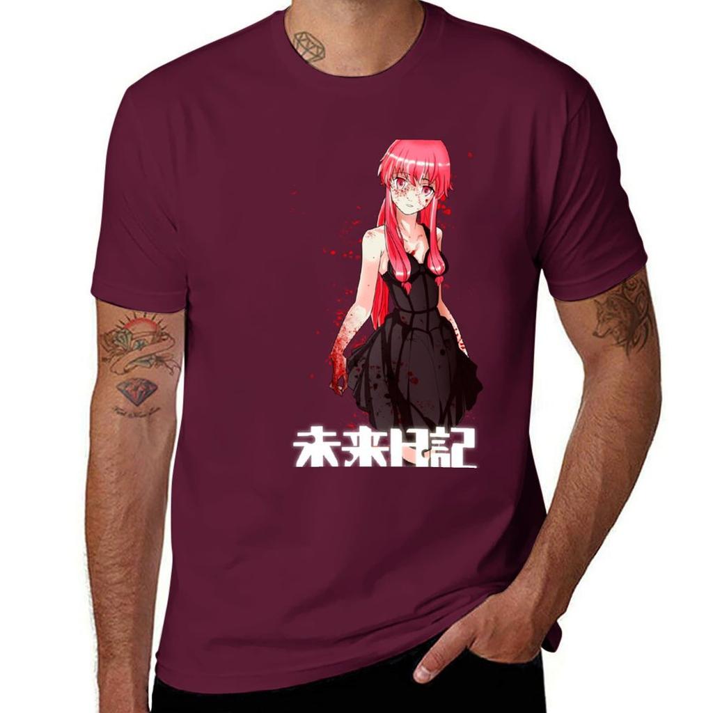 Mirai Nikki Tshirt Korean Fashion Aesthetic Clothes Animal Prinfor Boys Blacks Slim Fit T Shirts for Men