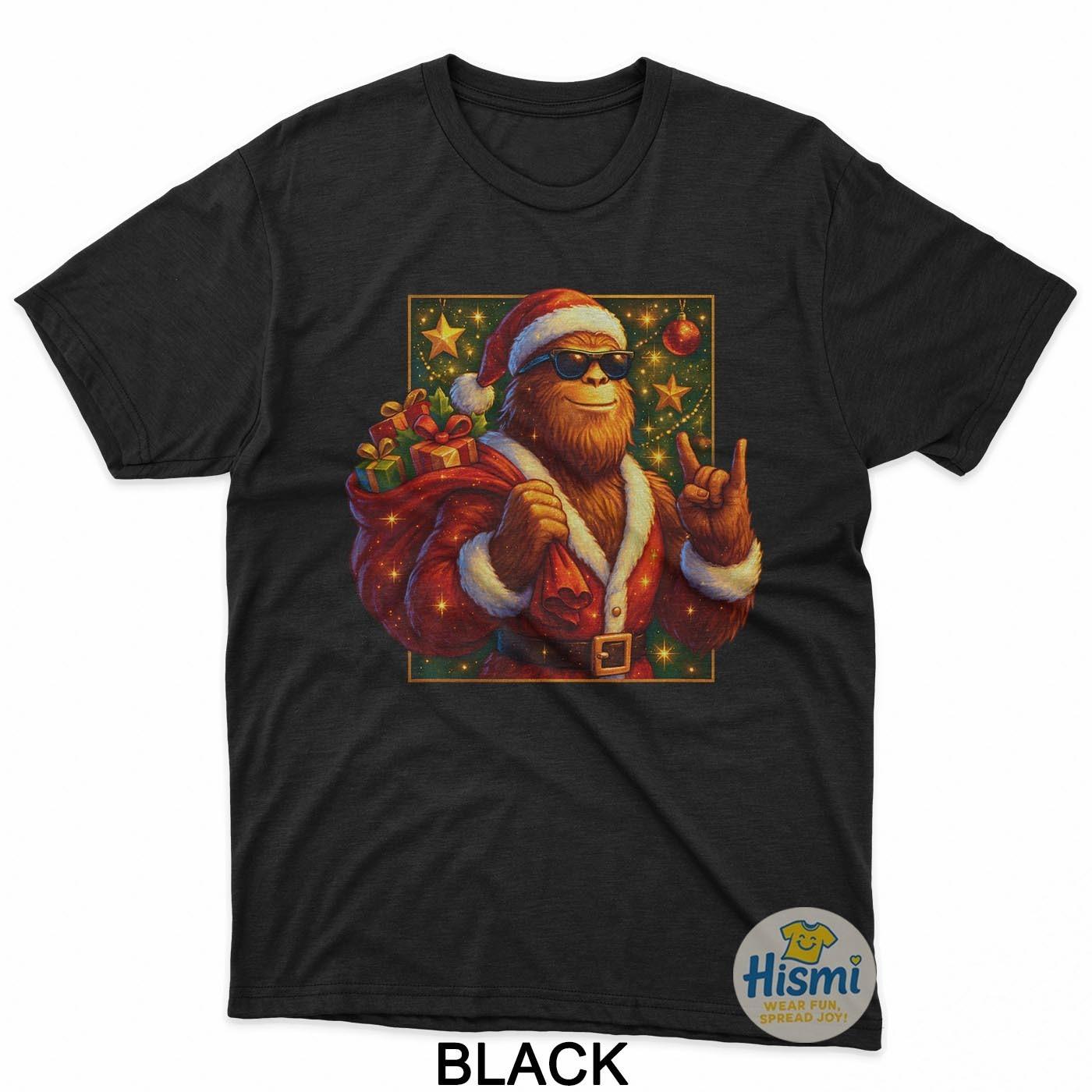 Christmas Shirts Funny Xmas Sasquatch Santa Bigfoot T-Shirt S