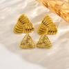 CARLIDANA Hot Selling Stainless Steel Jewelry Fashion Gold Plated Earrings Stripe Wrapped Triangular Square Earrings Women