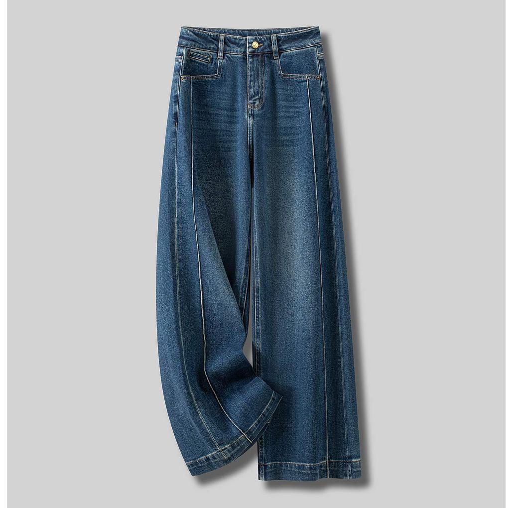 Wide-Leg High-Waisted Jeans for Women - 2025 Spring/Autumn Fashion, Slimming, Loose-Fit, Straight-Leg Pants.