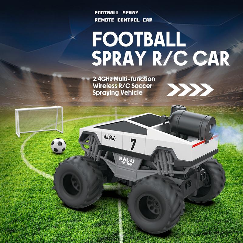 1/24 2.4G RC 4WD Football Car With Spray Lights 360 Rotation Kids Toys Remote Control 5CH Soccer Vehicle Boys Christmas Gifts