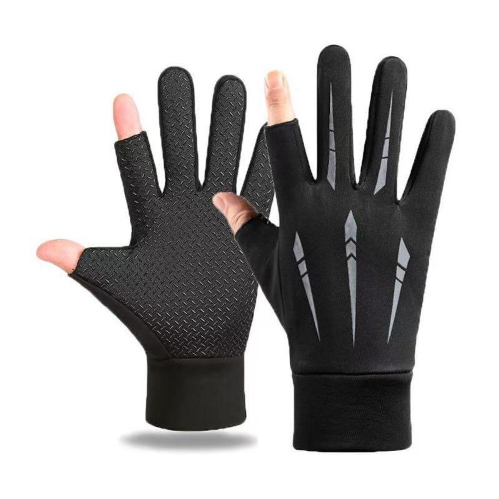 

Anti-Slip Winter Cycling Gloves Warm TouchScreen Mittens Sports Gloves Full Finger Gloves Fishing Grey Two Finger