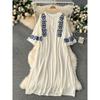 Spring Clothing Ethnic Style Retro Embroidered Flared Sleeve Dress