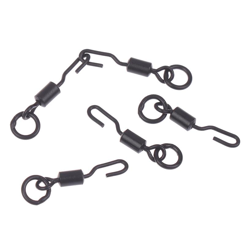 10/20Pcs Carp Fishing Swivels Snaps With Solid Ring Quick Change Fishing Hook Swivels Accessories For Carp Rig Micro Swivel Hook
