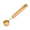 Uxcell 5ml Stainless Steel Measuring Spoon with Wooden Handle for Coffee Powder, Tea, Sugar, Cooking, and Baking - Gold