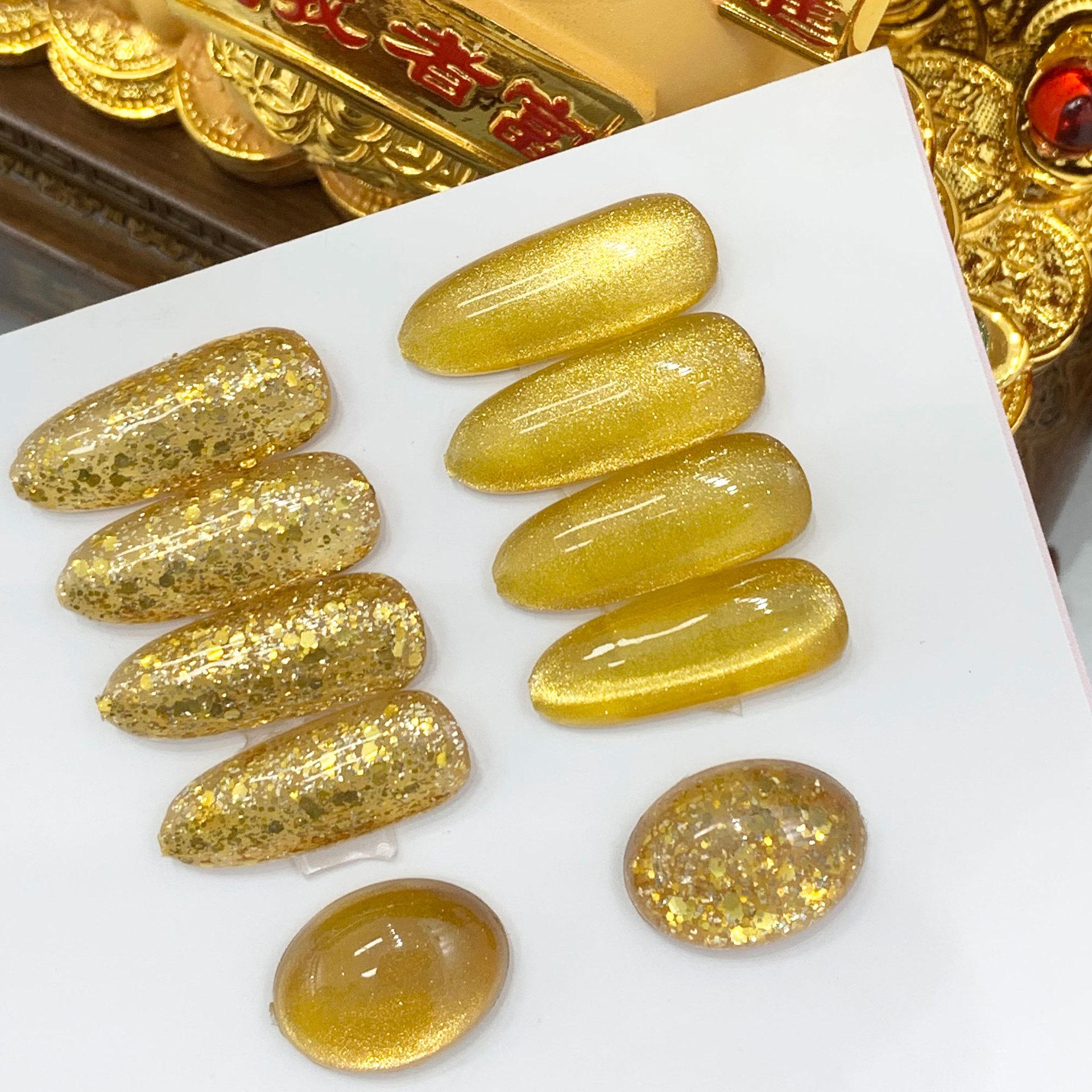 Qiaona Baby Gold Cat Eye Gel Polish 2026: New Style Super Sparkle Glitter Set for New Year Nail Art