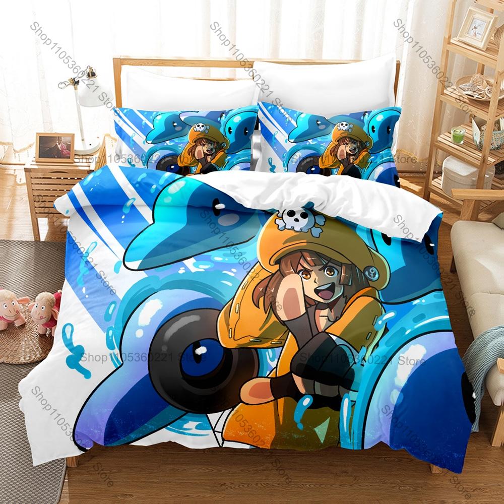 Guilty Gear Strive May Pirate Girl HD Print Bedding Set Duvet Cover + 2 Pillowcases Polyester Gamer Anime Bedroom Decor