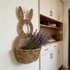Handwoven Rabbits Ear Shape Flower Basket Natural Rattan Breathable Flower Holder for Home Decors and Storage