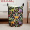1pc, Dinosaur Garden Parade 2D Flat Printing Laundry Basket, Collapsible Storage Organizer with Handles, Vibrant Dinosaur & Floral Design for Clothes,