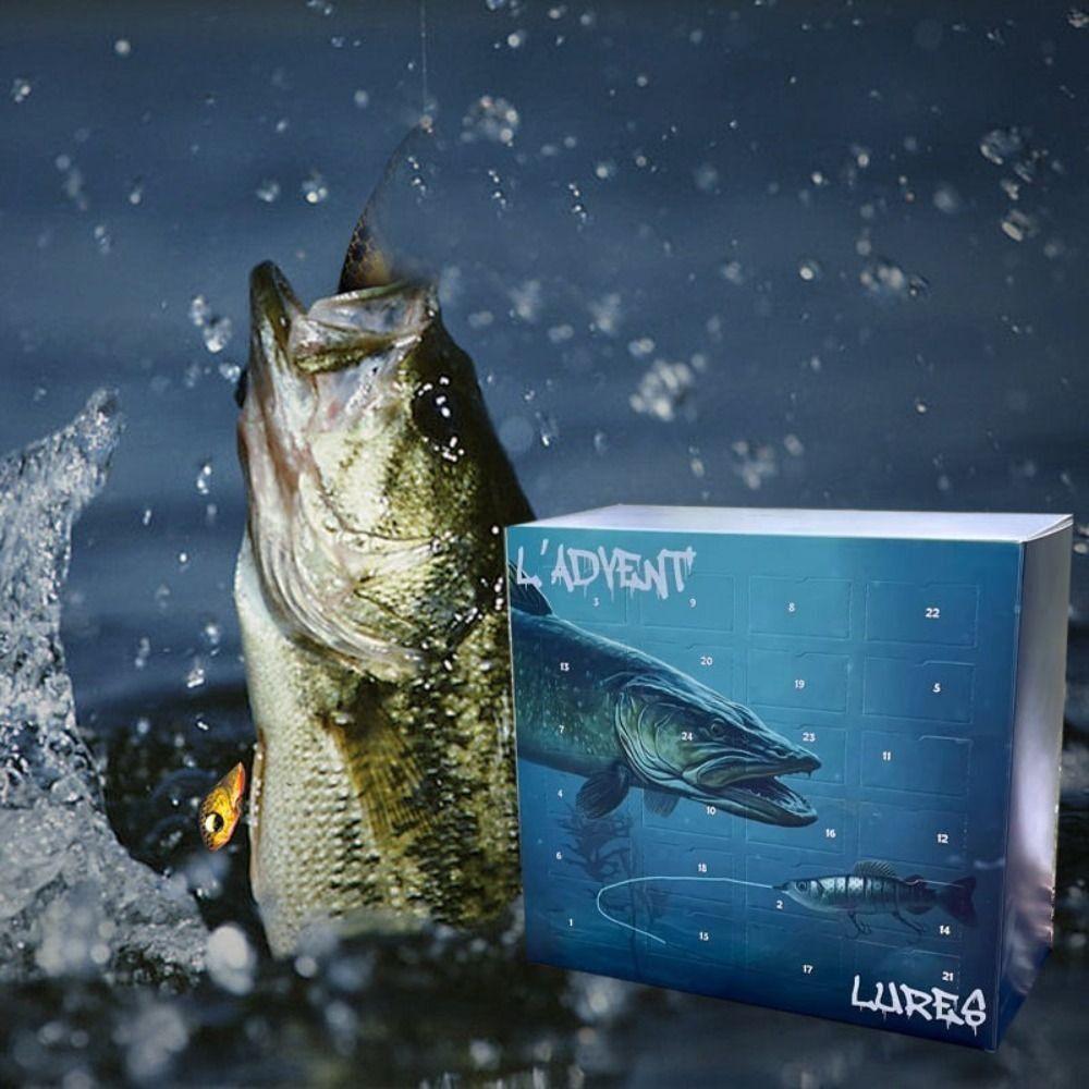 Practical Tackle Fishing Advent Calendar Realistic 24 Days Countdown Fishing Lure Calendar Fishing Gear Fishing Tackle Set Men